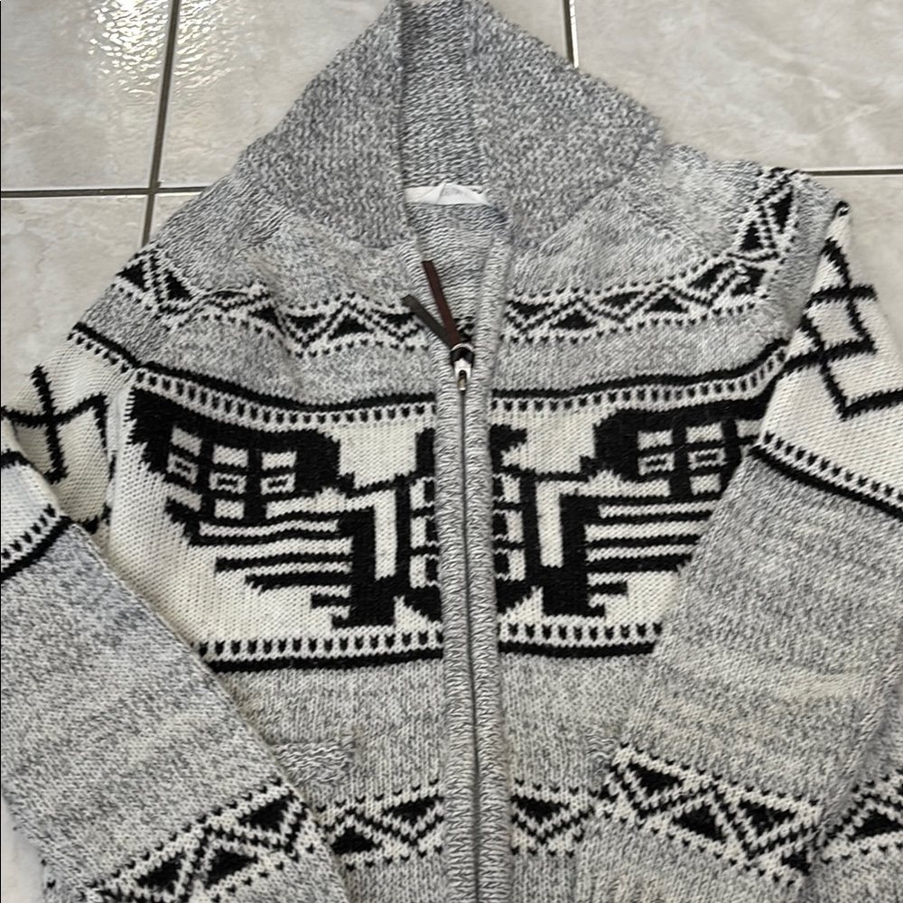Girls Gray Patterned Sweater